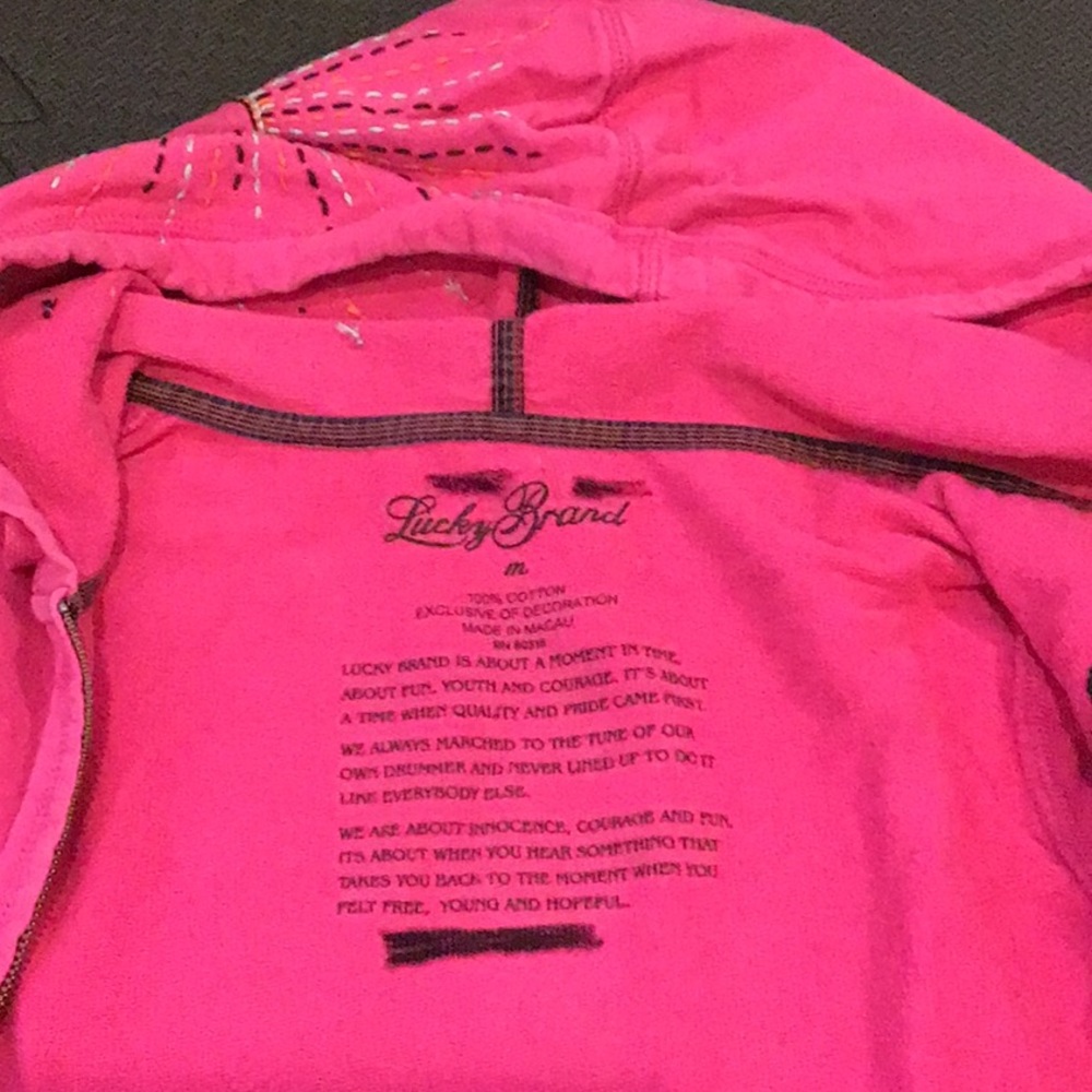 Lucky zipper hooded sweatshirt Peace retro size M - Picture 2 of 12